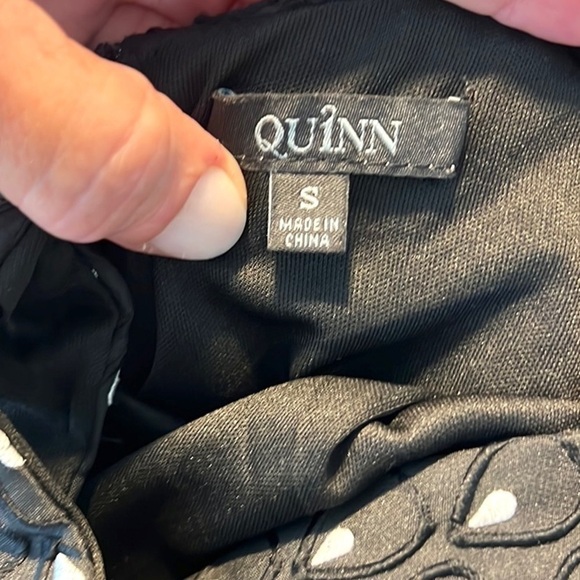 Quinn,Black Textured Fit & Flare Dress,Bow-Back Cutout /Teardrop Jacquard Size S - Picture 11 of 12